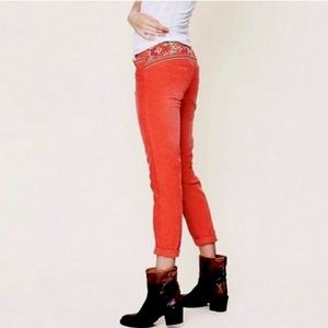 Free People Embroidered Corduroy Pants
